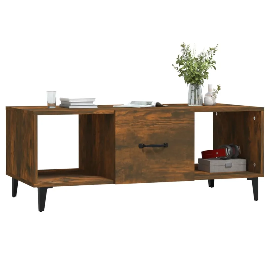 Table basse Chêne fumé 102x50x40 cm Bois d'ingénierie - 4