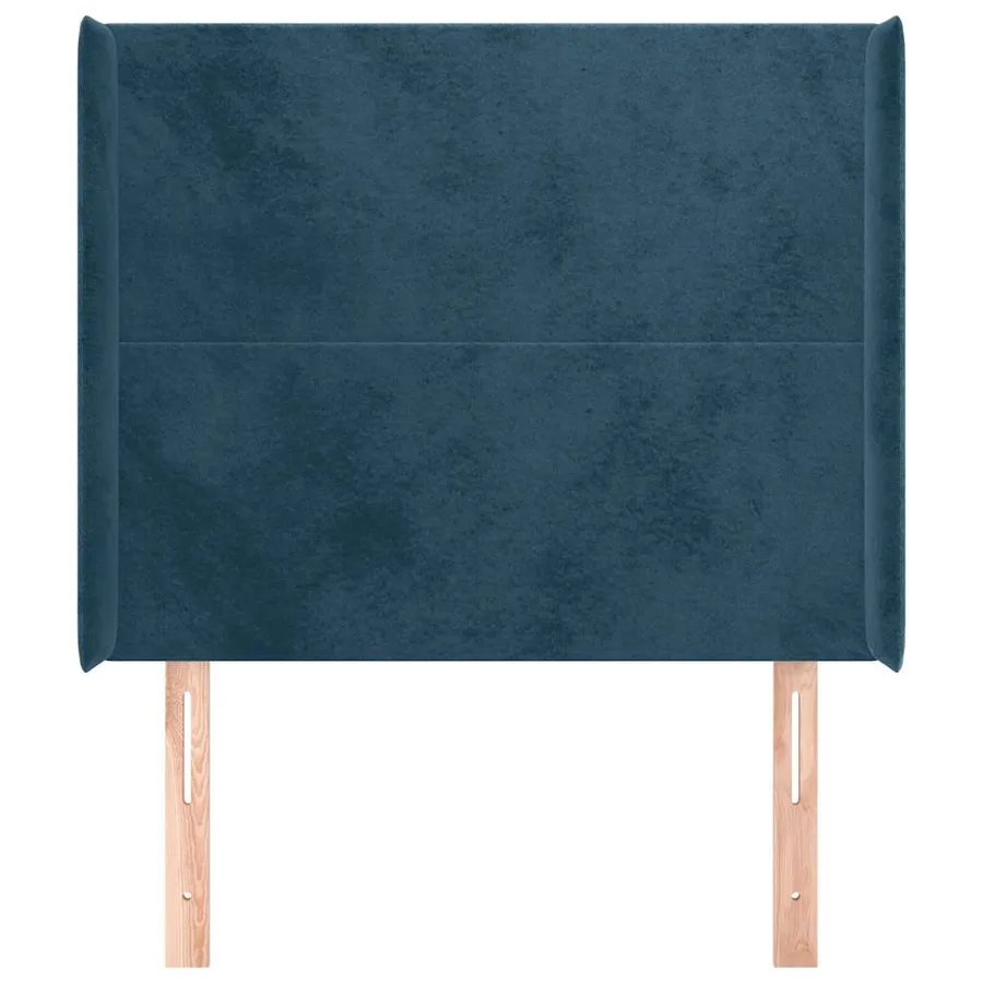 Tête de lit avec oreilles Bleu foncé 83x16x118/128 cm Velours - 3