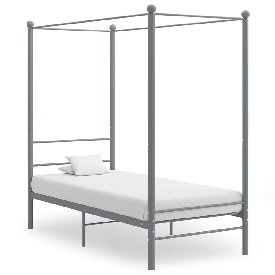 Cadre de lit à baldaquin sans matelas gris métal 90x200 cm