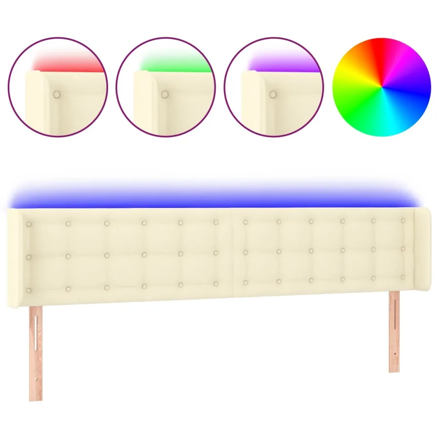 Tête de lit à LED Crème 163x16x78/88 cm Similicuir - 2