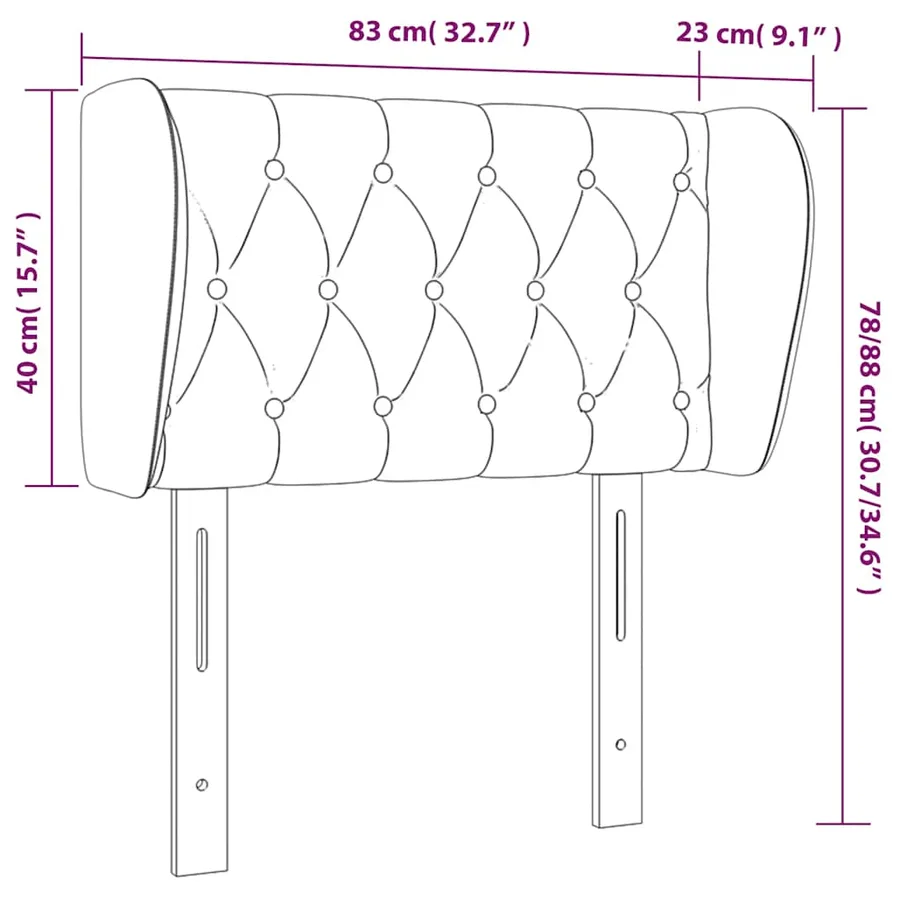 Tête de lit avec oreilles Vert foncé 83x23x78/88 cm Velours - 9