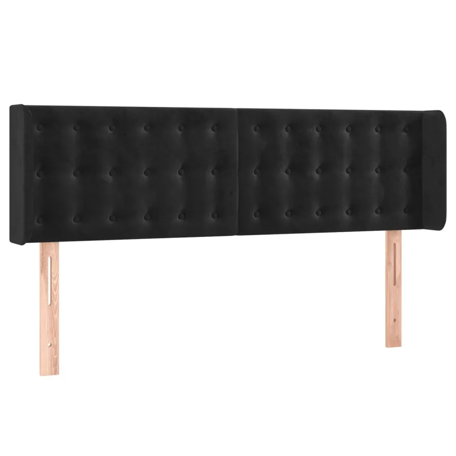 Tête de lit avec oreilles Noir 147x16x78/88 cm Velours - 2