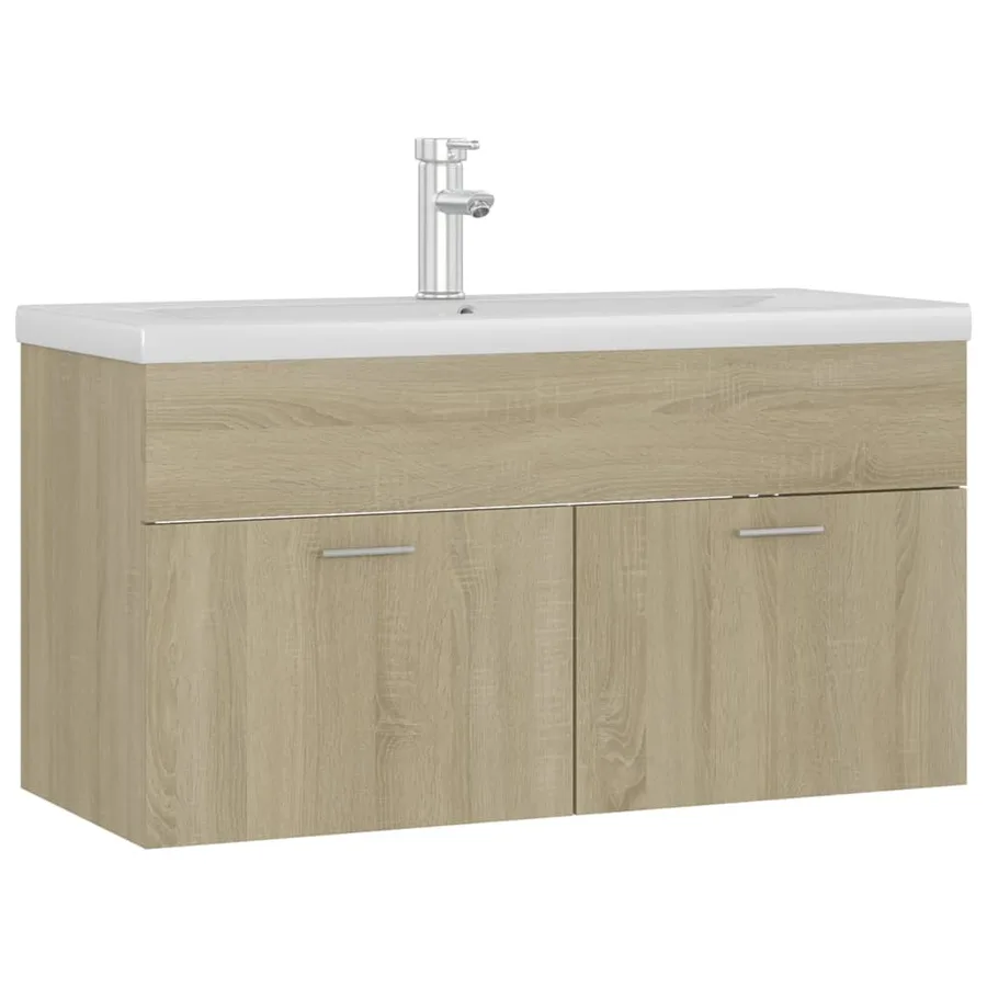 Armoire d'évier avec lavabo intégré Chêne sonoma Aggloméré - 2