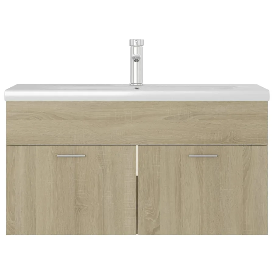 Armoire d'évier avec lavabo intégré Chêne sonoma Aggloméré - 3