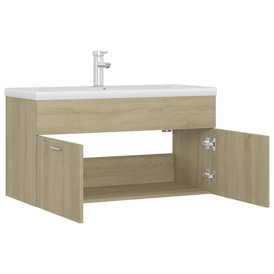 Armoire d'évier avec lavabo intégré Chêne sonoma Aggloméré - 5