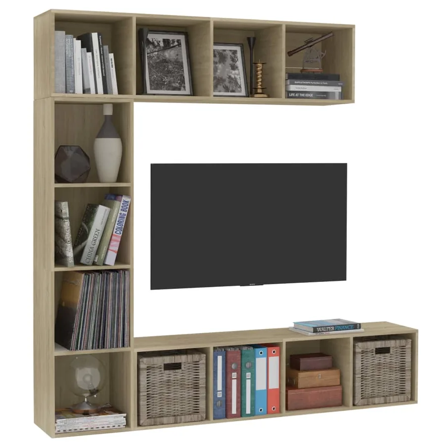 Jeu de bibliothèque/meuble TV 3 pcs Chêne sonoma 180x30x180 cm - 3