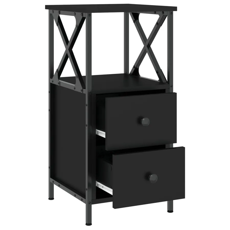 Table de chevet noir 34x35,5x70 cm bois d’ingénierie - 3