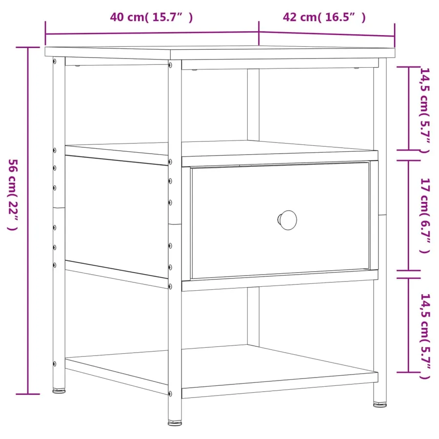 Tables de chevet 2 pcs sonoma gris 40x42x56cm bois d'ingénierie - 12
