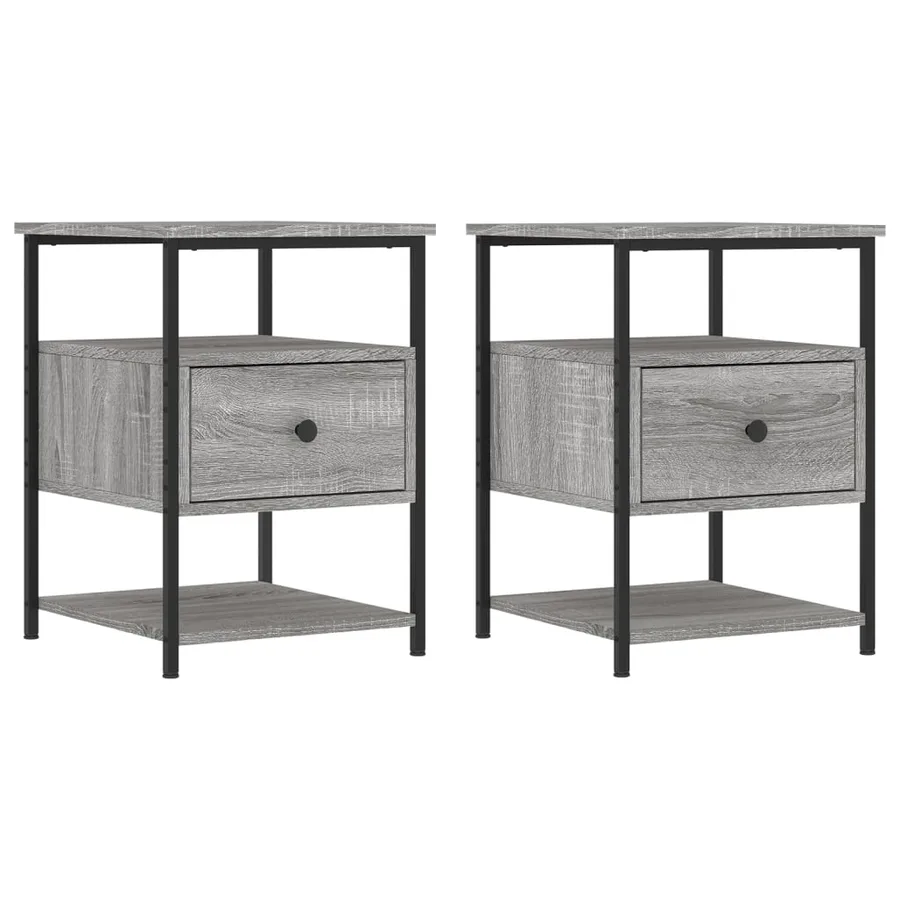 Tables de chevet 2 pcs sonoma gris 40x42x56cm bois d'ingénierie - 2