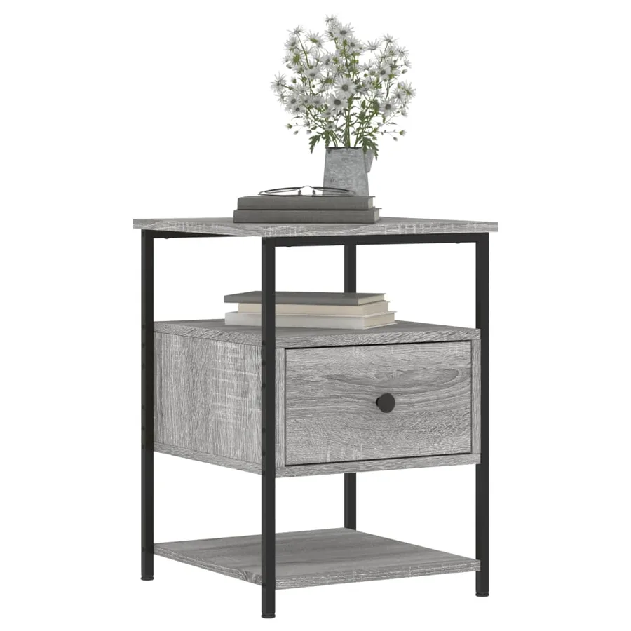Tables de chevet 2 pcs sonoma gris 40x42x56cm bois d'ingénierie - 4
