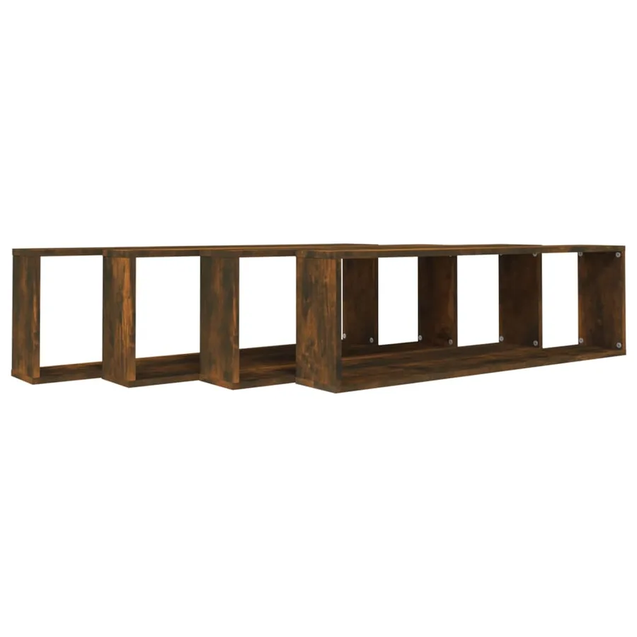 Étagères murales cubiques 4 pcs Chêne fumé 100x15x30 cm - 3