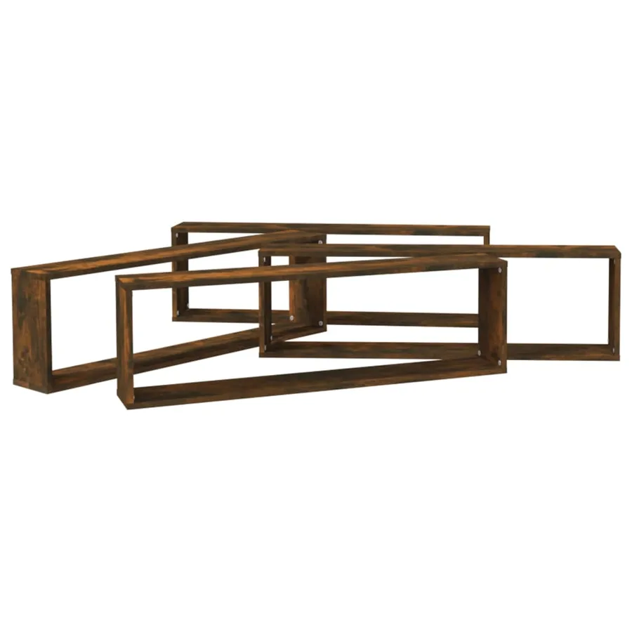 Étagères murales cubiques 4 pcs Chêne fumé 100x15x30 cm - 4