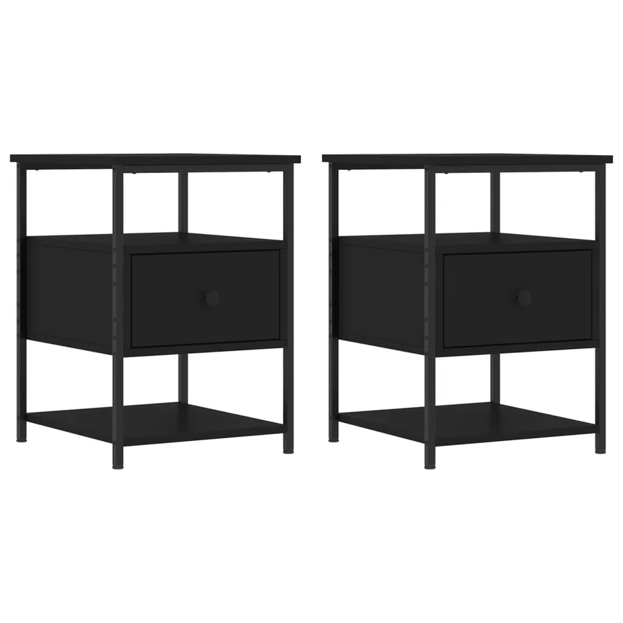 Tables de chevet 2 pcs noir 40x42x56 cm bois d’ingénierie - 2