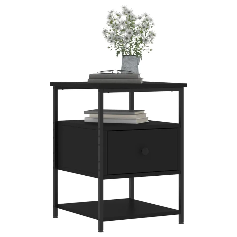 Tables de chevet 2 pcs noir 40x42x56 cm bois d’ingénierie - 4
