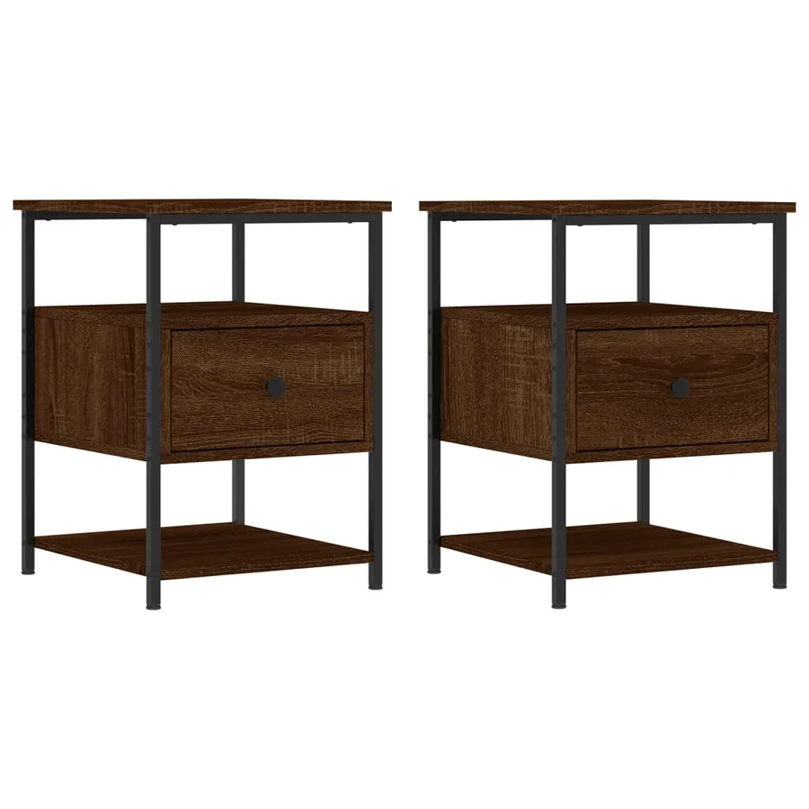 Tables de chevet 2pcs chêne marron 40x42x56cm bois d'ingénierie - 2