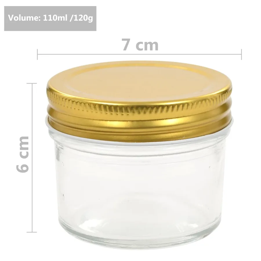 48 pcs Pots à confiture avec couvercle doré Verre 110 ml - 7