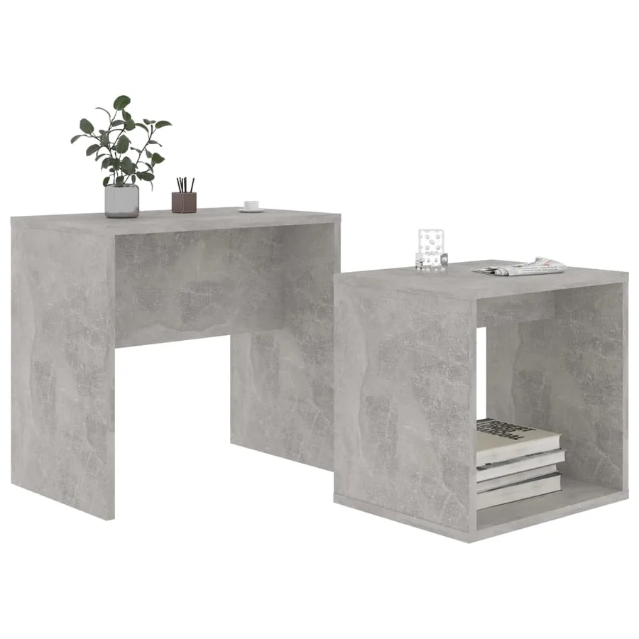 Ensemble de table basse Gris béton 48x30x45 cm Bois ingénierie - 3