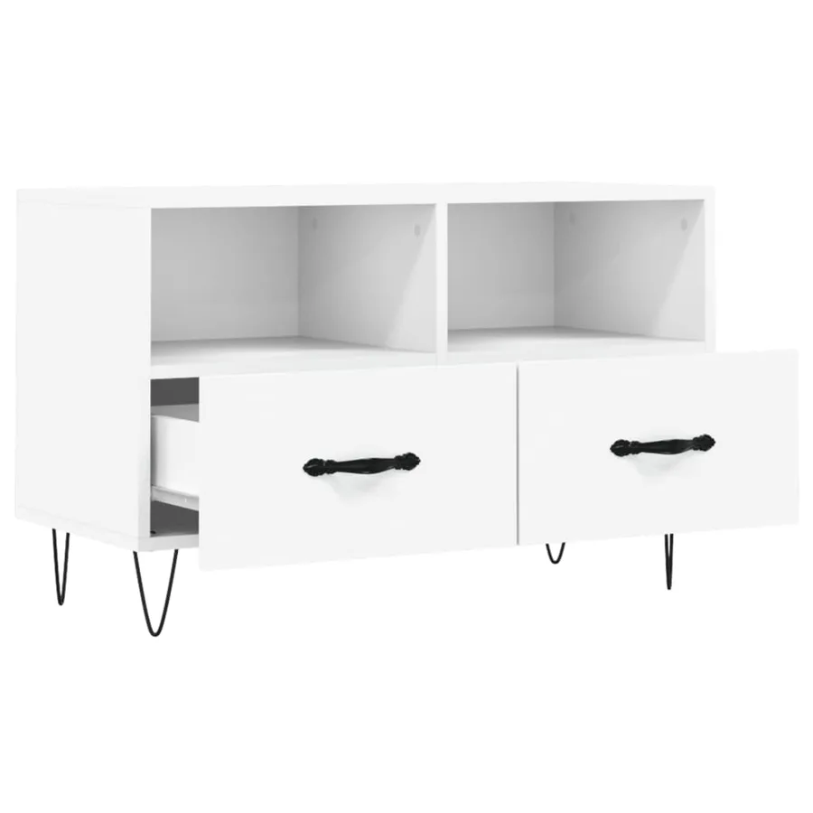 Meuble TV Blanc 80x36x50 cm Bois d'ingénierie - 6