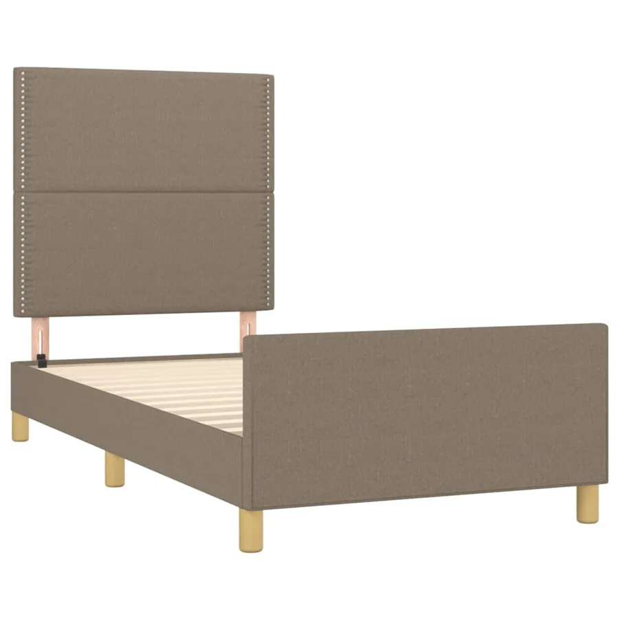 Cadre de lit sans matelas taupe 90x190 cm tissu - 4