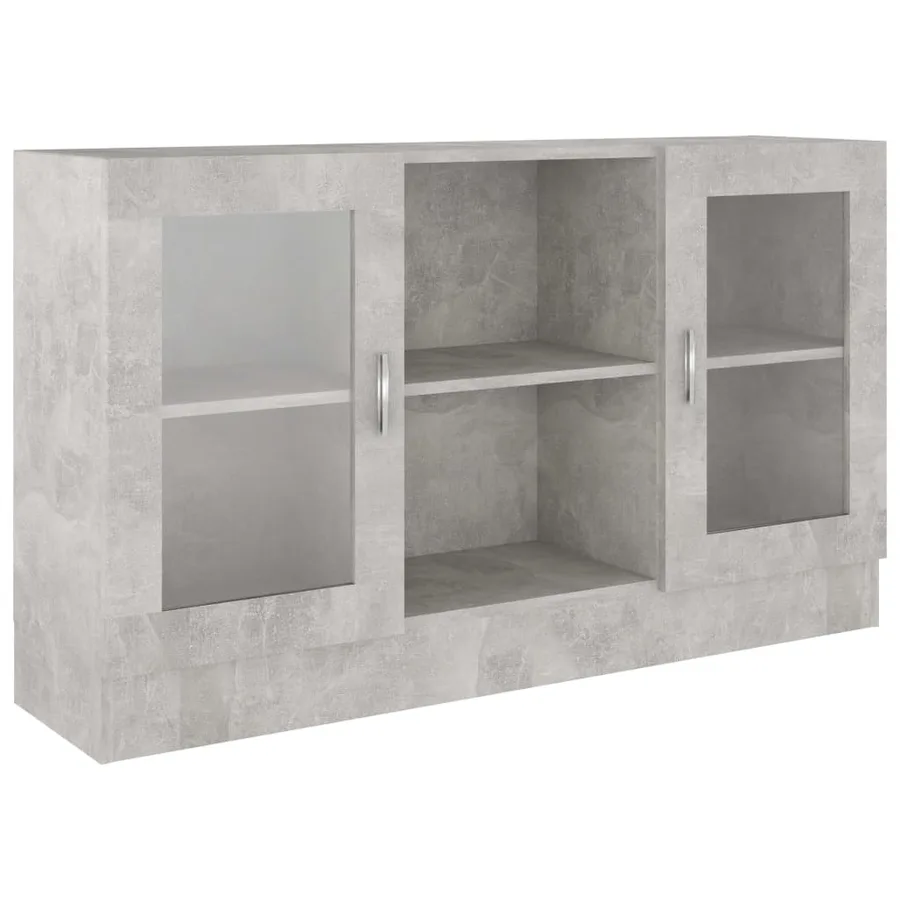 Armoire à vitrine Gris béton 120x30,5x70 cm Bois d’ingénierie - 2