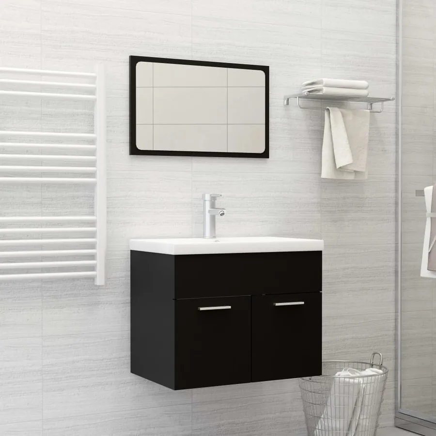 Ensemble de meubles de salle de bain Noir Aggloméré