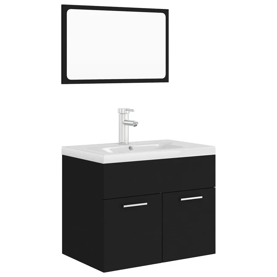Ensemble de meubles de salle de bain Noir Aggloméré - 2