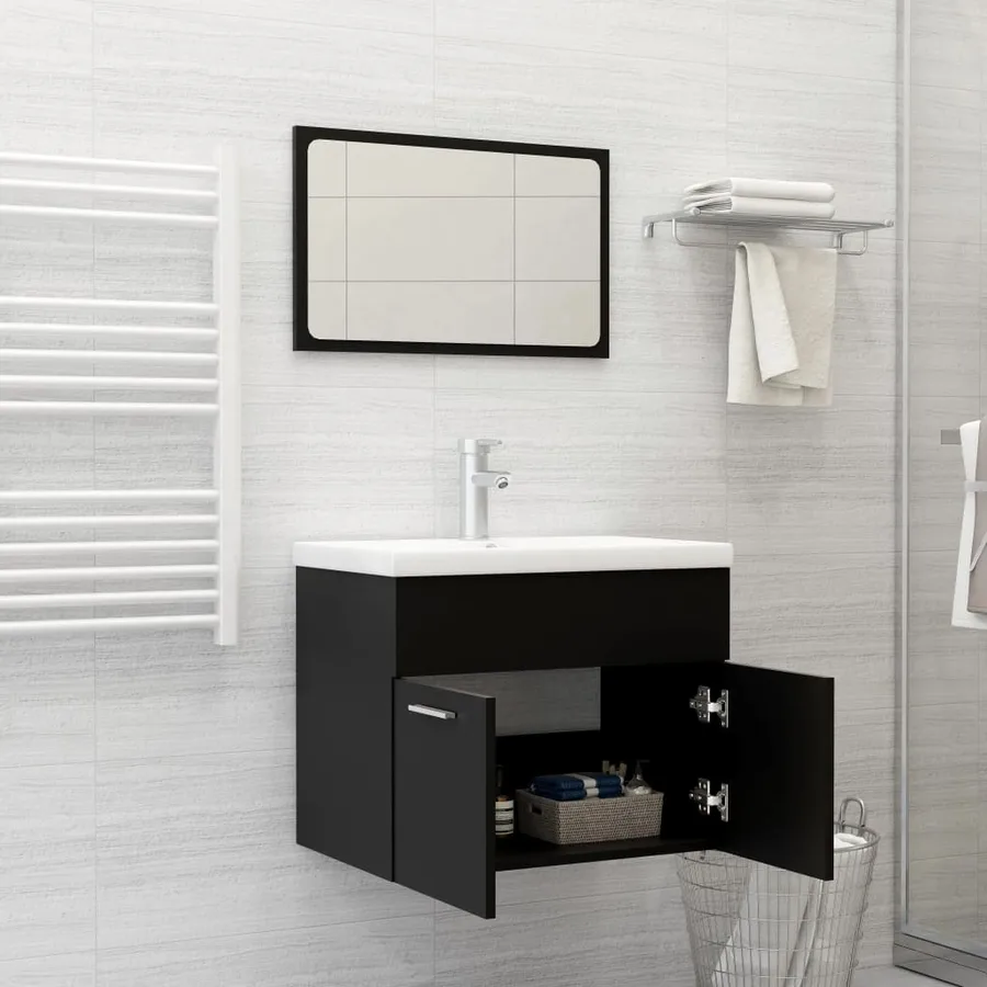 Ensemble de meubles de salle de bain Noir Aggloméré - 3
