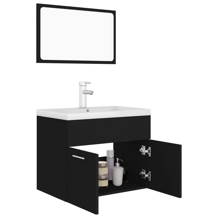 Ensemble de meubles de salle de bain Noir Aggloméré - 4