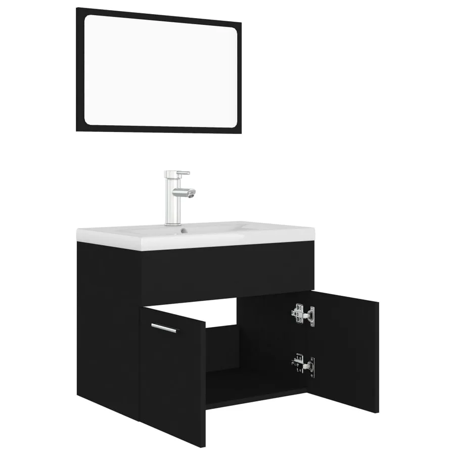 Ensemble de meubles de salle de bain Noir Aggloméré - 5