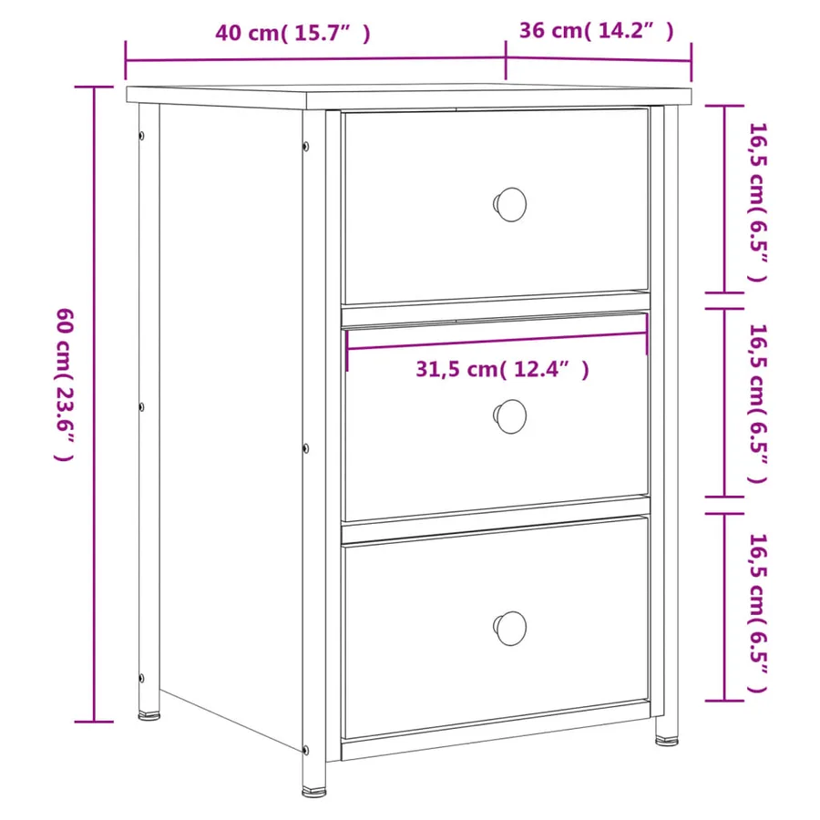 Table de chevet chêne sonoma 40x36x60 cm bois d'ingénierie - 11
