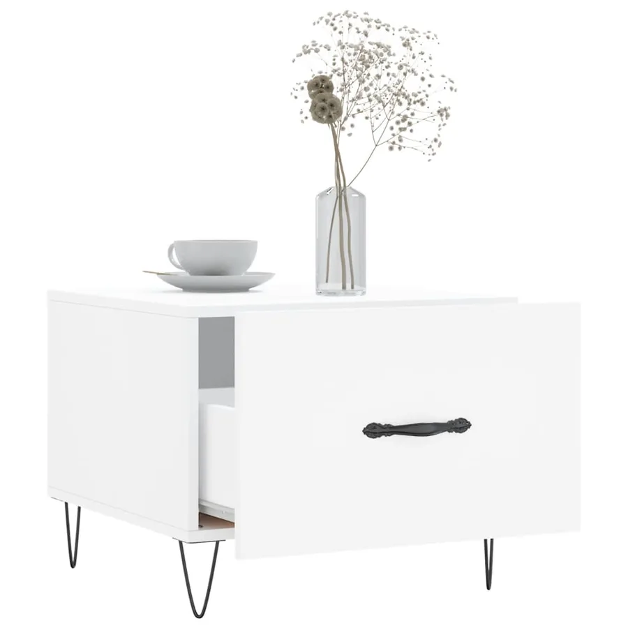 Table basse blanc 50x50x40 cm bois d'ingénierie - 4