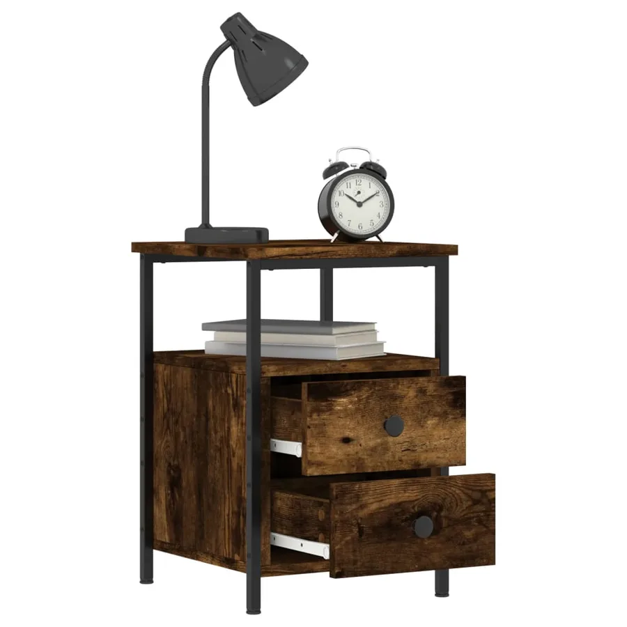 Tables de chevet 2 pcs chêne fumé 34x35,5x50 cm bois ingénierie - 4