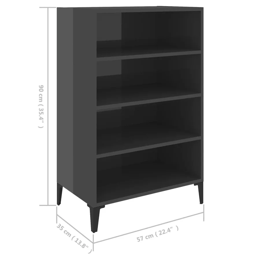 Buffet Gris brillant 57x35x90 cm Aggloméré - 6