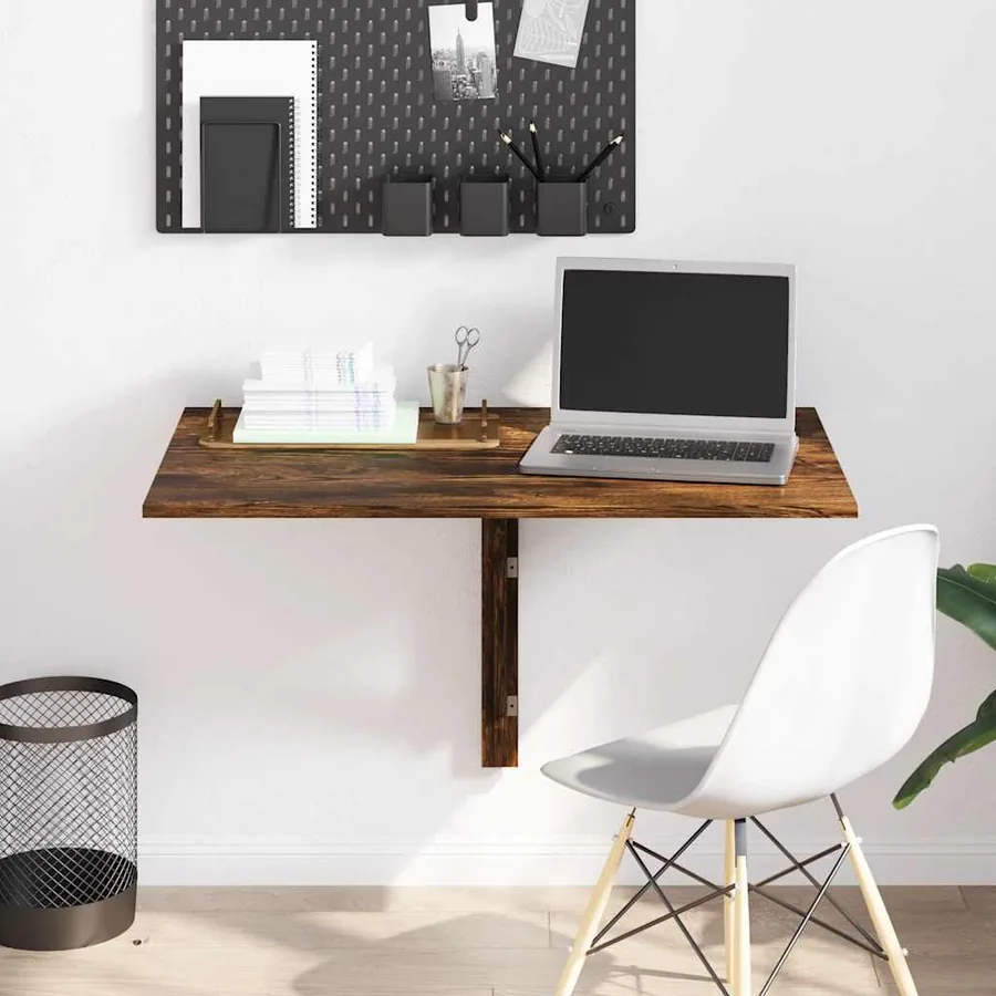 Table murale pliable Chêne fumé 100x60x56 cm Bois d'ingénierie
