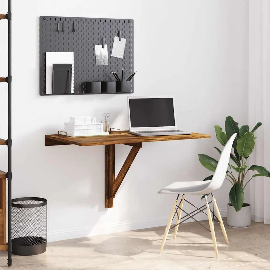 Table murale pliable Chêne fumé 100x60x56 cm Bois d'ingénierie - 3