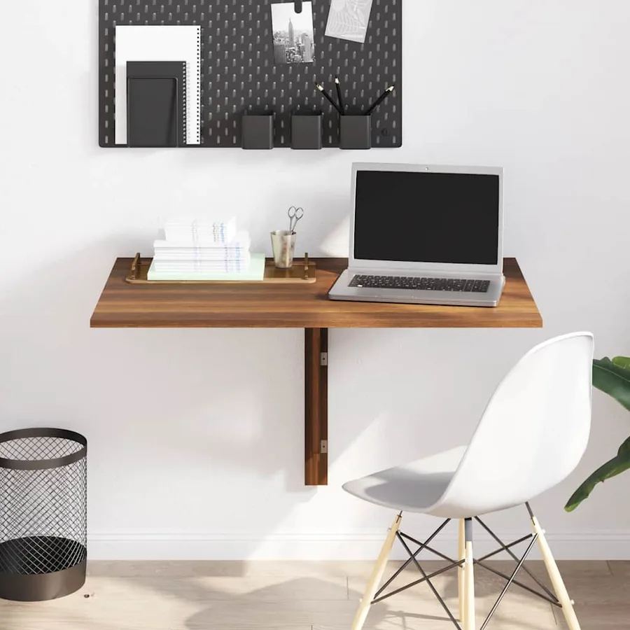 Table murale pliable Chêne marron 100x60x56cm Bois d'ingénierie - 3