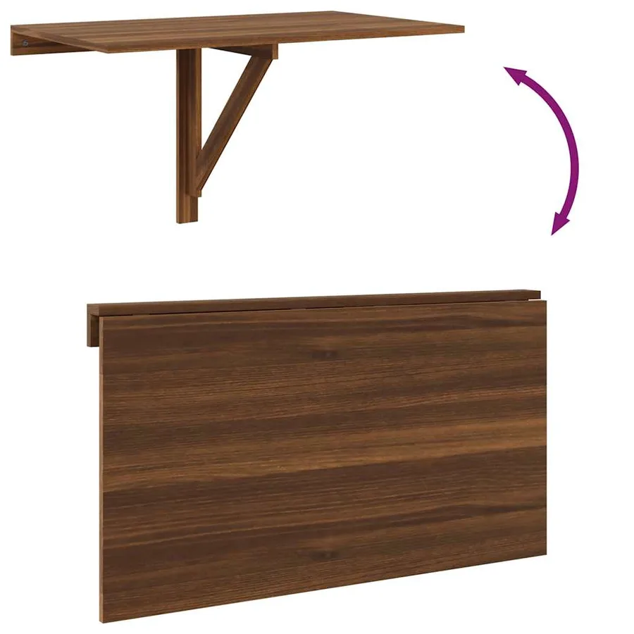 Table murale pliable Chêne marron 100x60x56cm Bois d'ingénierie - 8