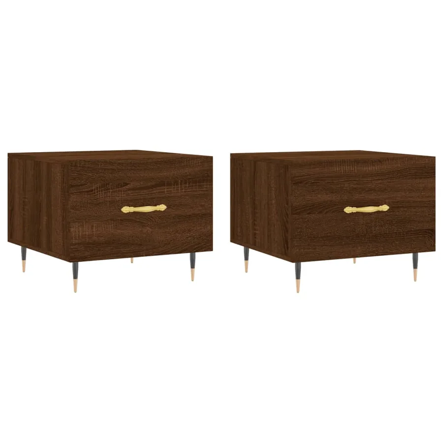 Tables basses 2 pcs chêne marron 50x50x40 cm bois d'ingénierie - 2