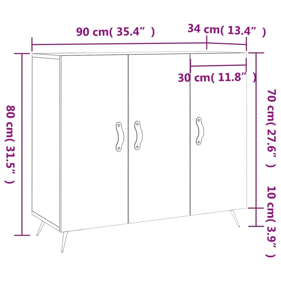 Buffet gris béton 90x34x80 cm bois d'ingénierie - 13