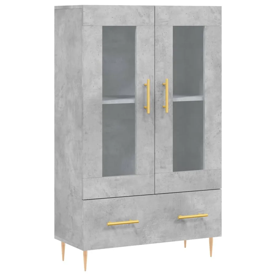 Buffet haut gris béton 69,5x31x115 cm bois d'ingénierie - 2