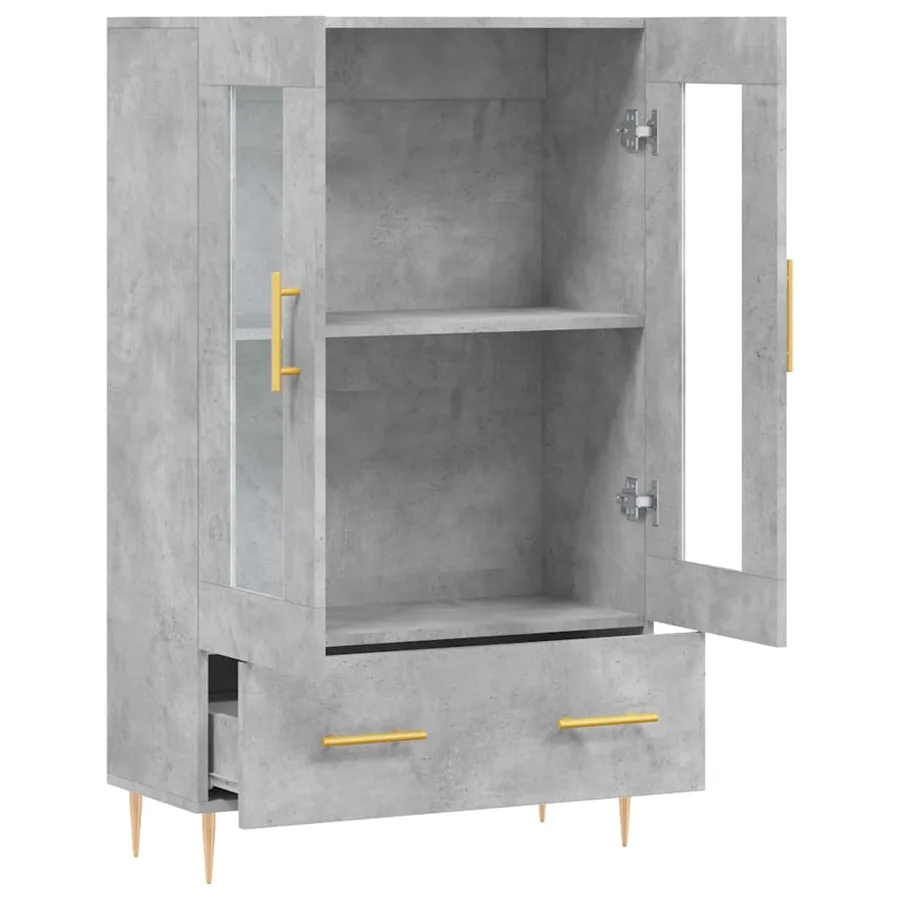 Buffet haut gris béton 69,5x31x115 cm bois d'ingénierie - 5