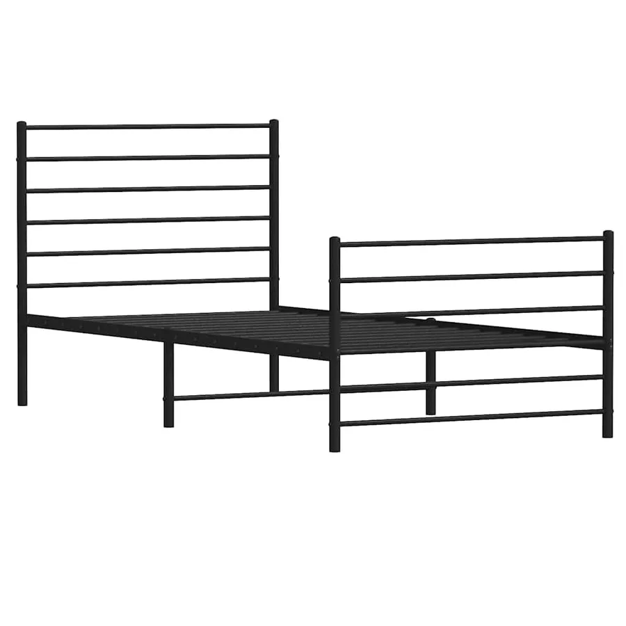 Cadre de lit métal sans matelas et pied de lit noir 100x200 cm - 4
