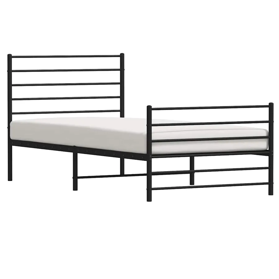 Cadre de lit métal sans matelas et pied de lit noir 100x200 cm - 5