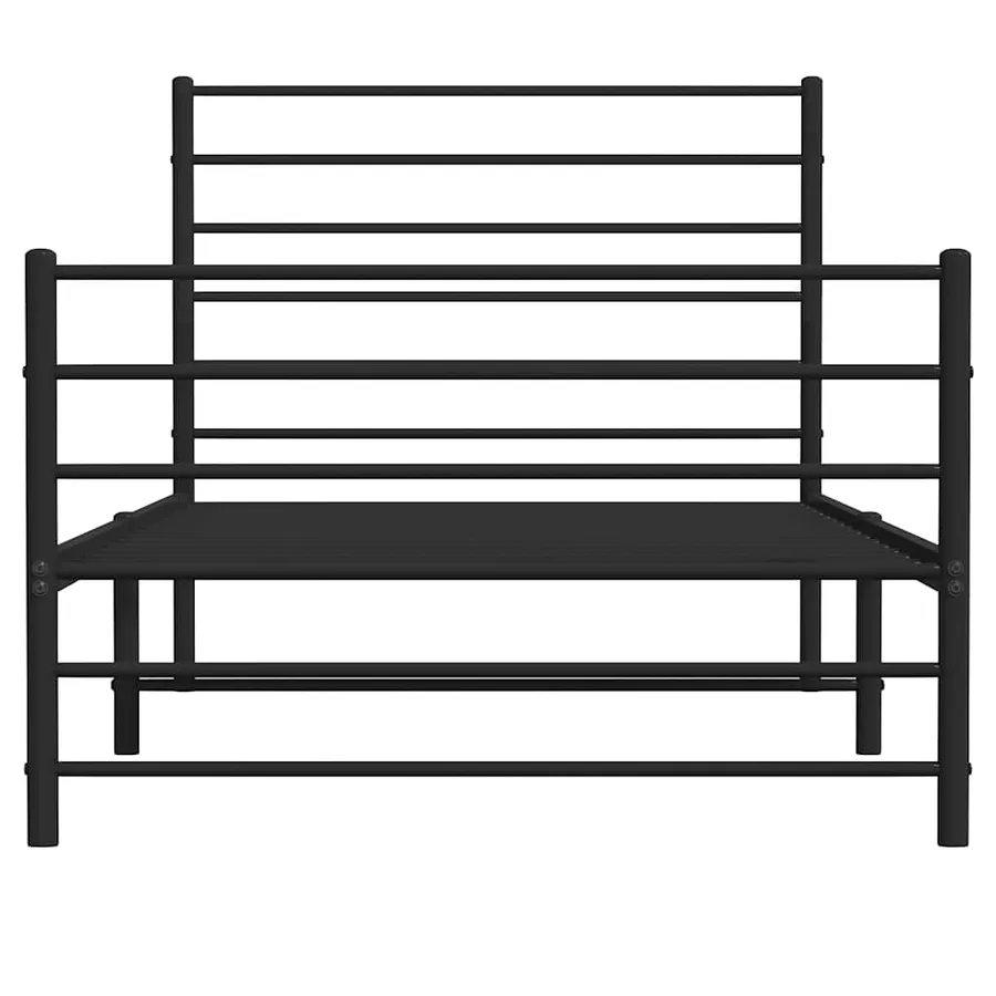Cadre de lit métal sans matelas et pied de lit noir 100x200 cm - 6