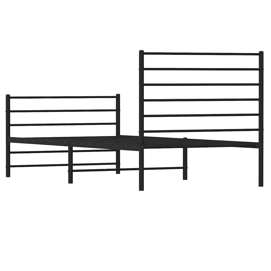 Cadre de lit métal sans matelas et pied de lit noir 100x200 cm - 8