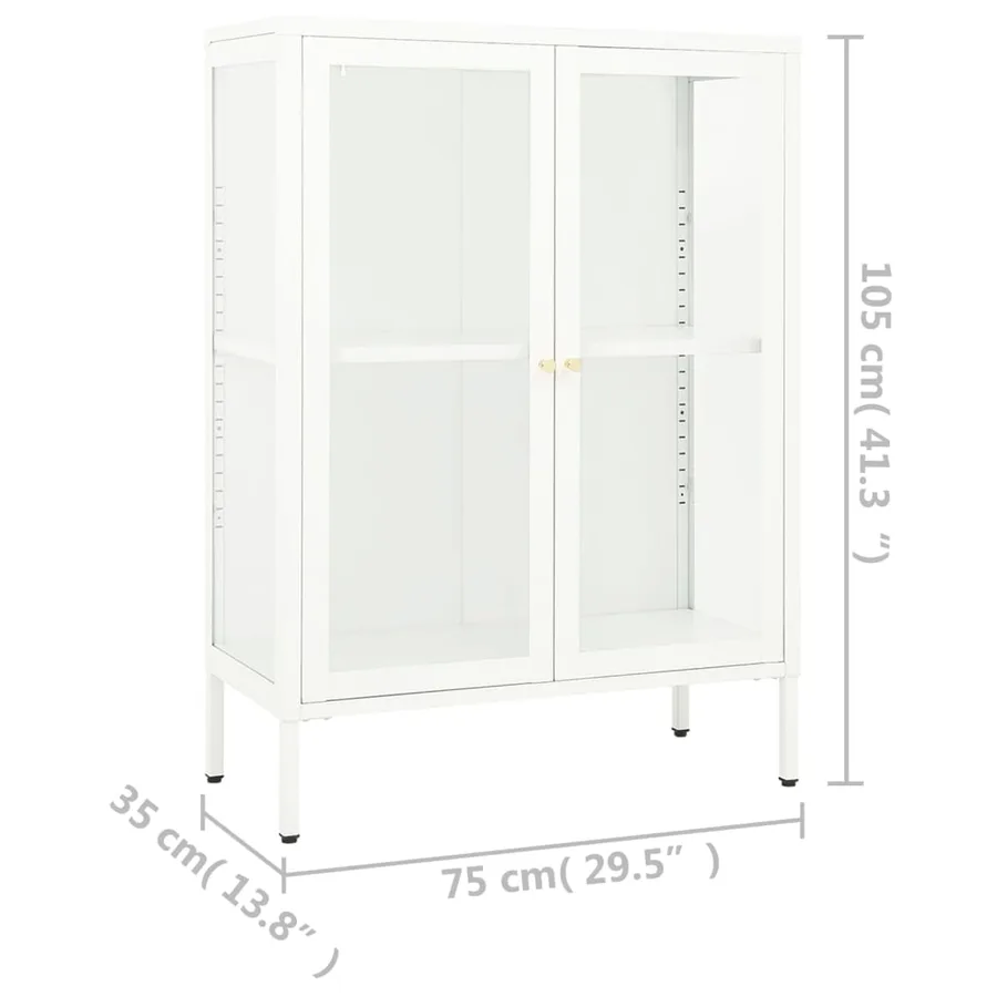 Buffet Blanc 75x35x105 cm Acier et verre - 10