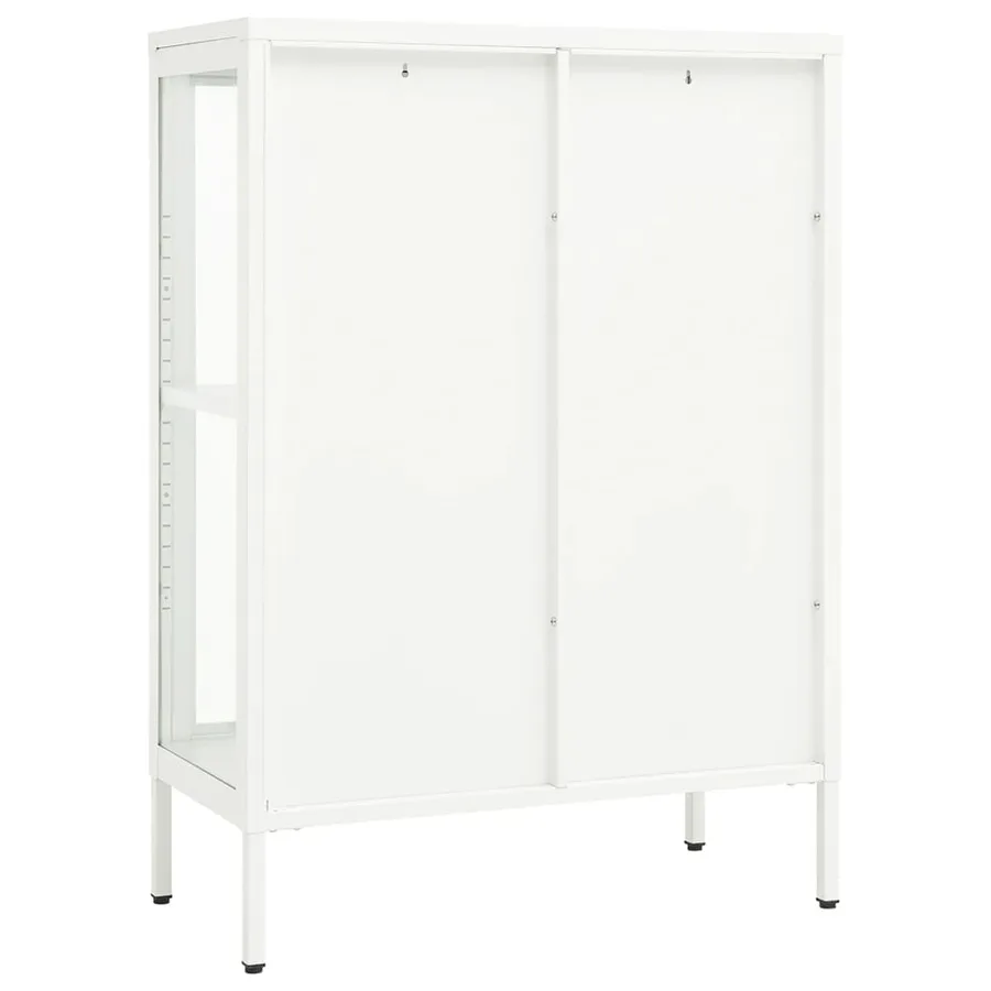 Buffet Blanc 75x35x105 cm Acier et verre - 5