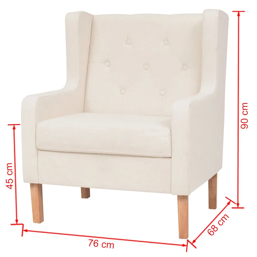 Ensemble de canapés 3 pcs tissu blanc crème - 14