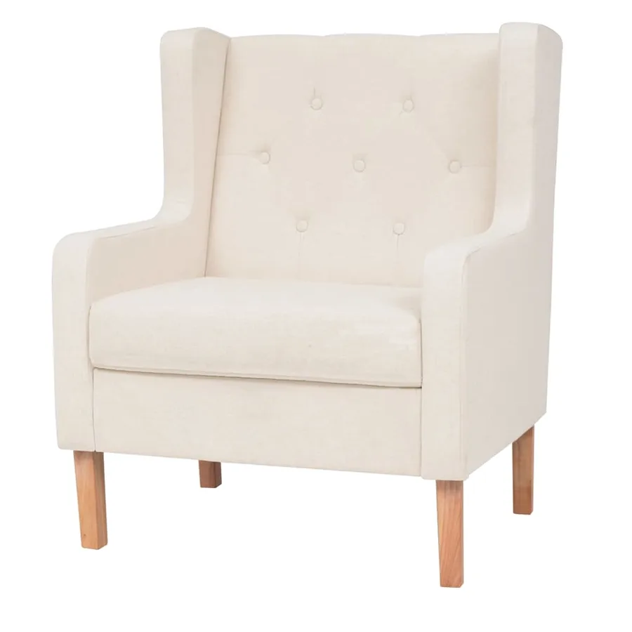Ensemble de canapés 3 pcs tissu blanc crème - 8