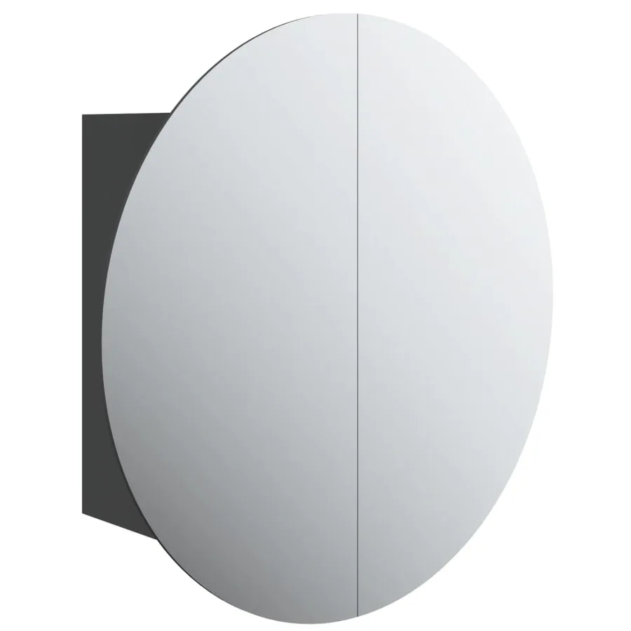 Armoire de salle de bain miroir rond et LED Noir 47x47x17,5 cm - 2
